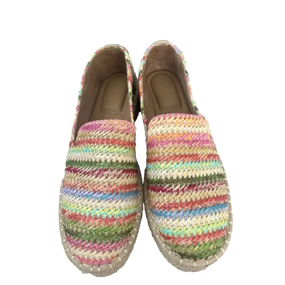 Joie Cara Raffia Espadrilles Women’s Sz 8 Multicolor Rainbow Flats Slip on NEW - Picture 1 of 9